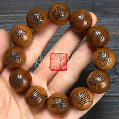 Hand String with the Nine-Character Mantra Made of Wood Struck by Lightning