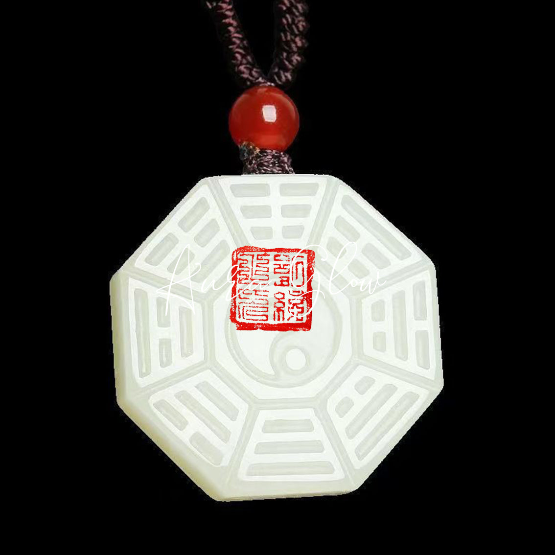 Hetian Jade Pendant of Tai Chi and Bagua Peace Talisman