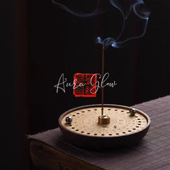 Walnut Wood and Brass Incense Holder