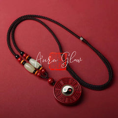 Natural Cinnabar Tai Chi and Bagua Pendant