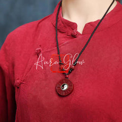 Natural Cinnabar Tai Chi and Bagua Pendant