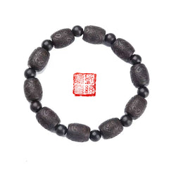 Thousand-year-old Ebony and Agarwood Bracelet with a Hint of Chinese Medicinal Herbs Aroma