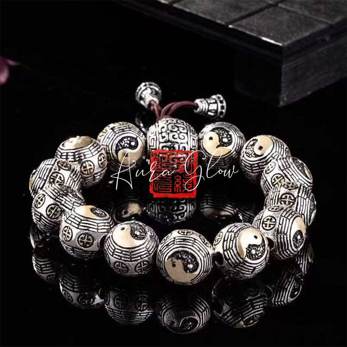 Pure Silver Tai Chi and Bagua Bracelet